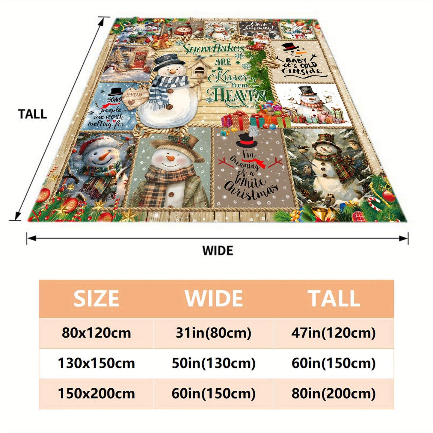[Hot Selling] Cozy Snowman Christmas Blanket - Soft, Durable Polyester with 3D Printed Design - Perfect for Bed, Sofa, Camping & Travel - Available in Multiple Sizes