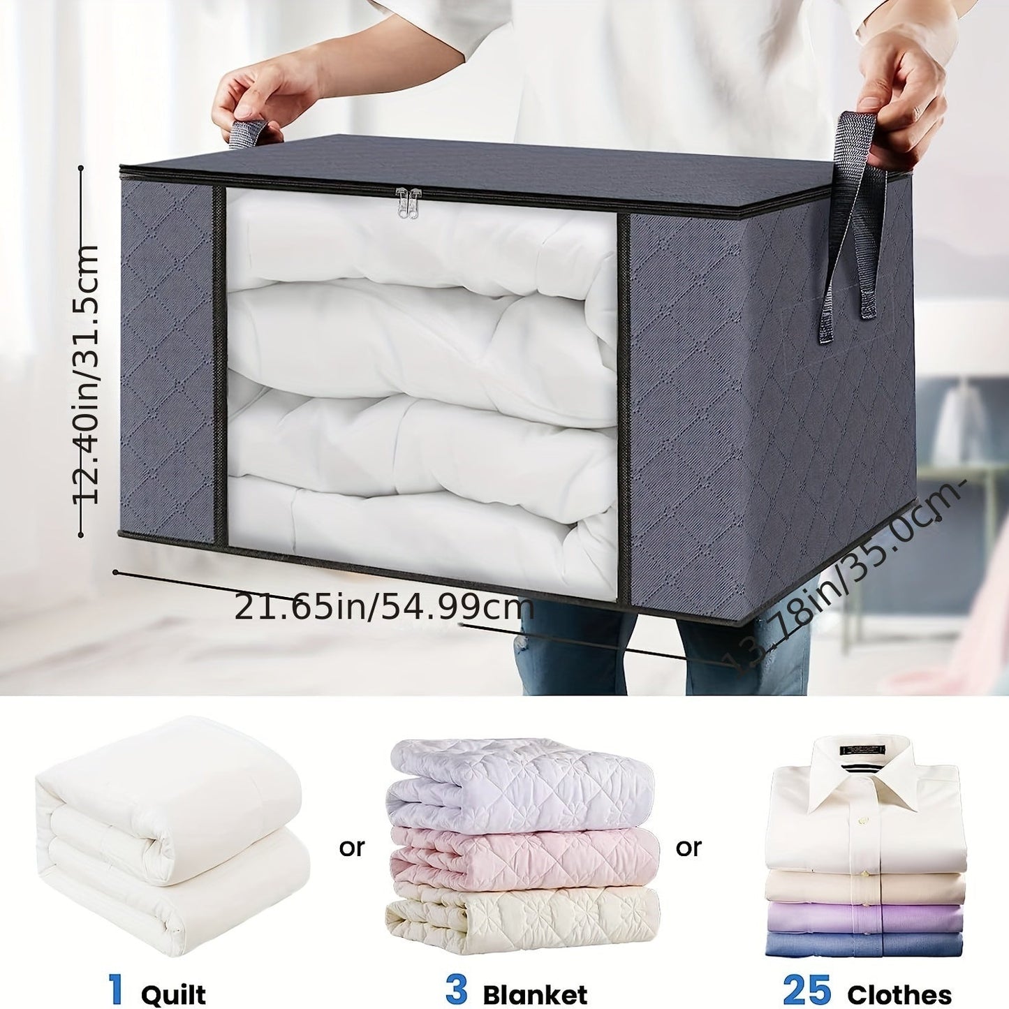3/6PCS Durable & Stylish Foldable Storage Boxes - Large Capacity Blanket Organizers for Effortless Home Organization, Perfect in Bedrooms, Closets, Dorms, Spas & Wardrobes