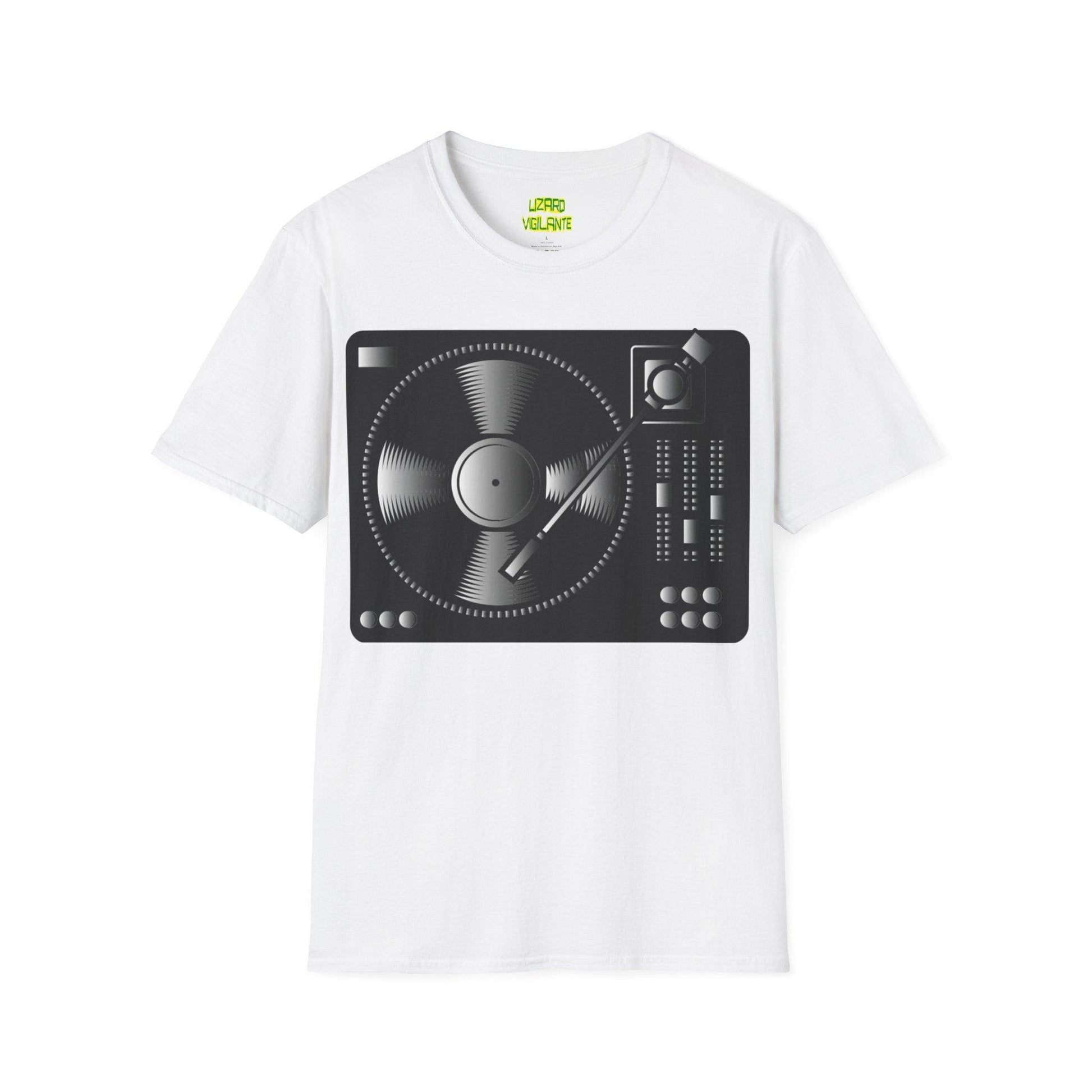 Record Player Turntable Unisex Softstyle DJ T-Shirt - Lizard Vigilante