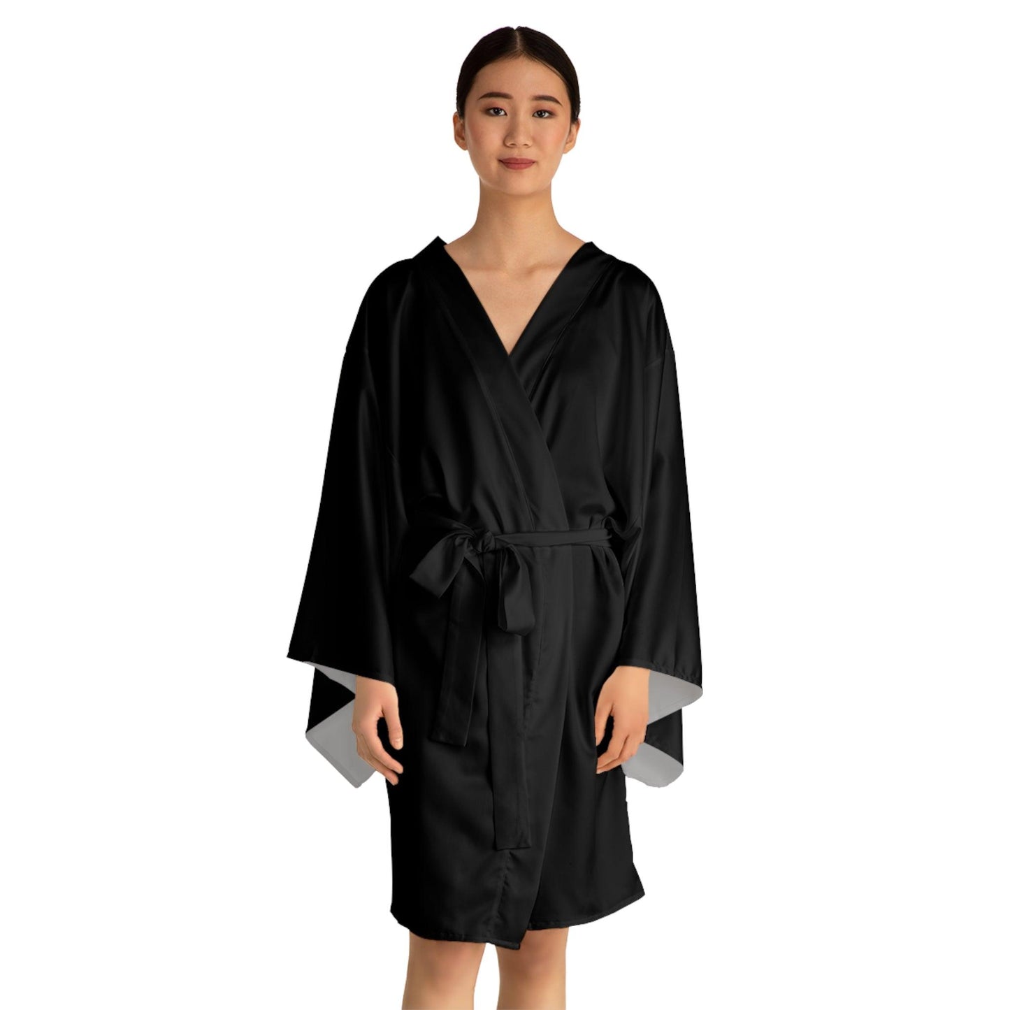 Comfy Cozy Long Sleeve Kimono Robe - Black - Lizard Vigilante