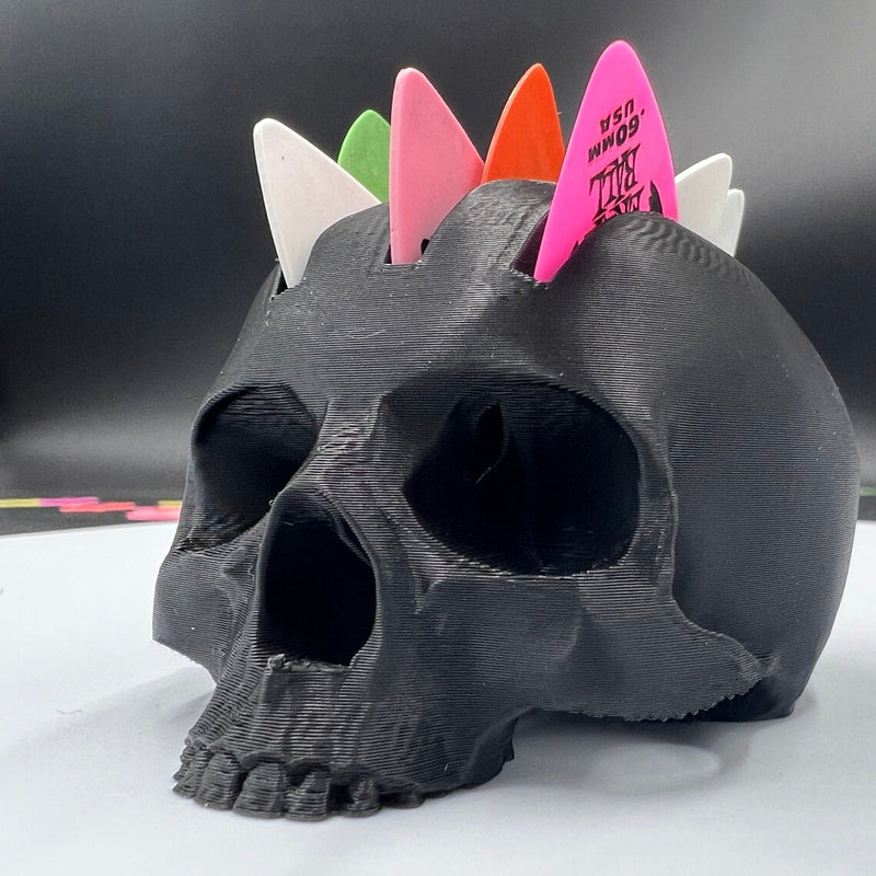 3D Printed Mohawk Skull Guitar Pick Holder - Durable ABS, Musical Instrument Accessory - Premium  from Lizard Vigilante - Just $10.99! Shop now at Lizard Vigilante