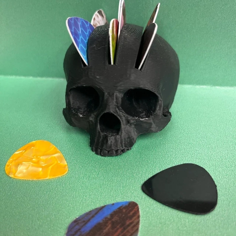 3D Printed Mohawk Skull Guitar Pick Holder - Durable ABS, Musical Instrument Accessory - Premium  from Lizard Vigilante - Just $10.99! Shop now at Lizard Vigilante