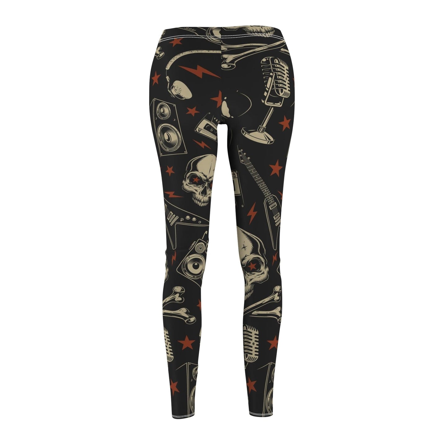 80s Metal Collage' Women's Cut & Sew Casual Leggings (AOP) - Lizard Vigilante