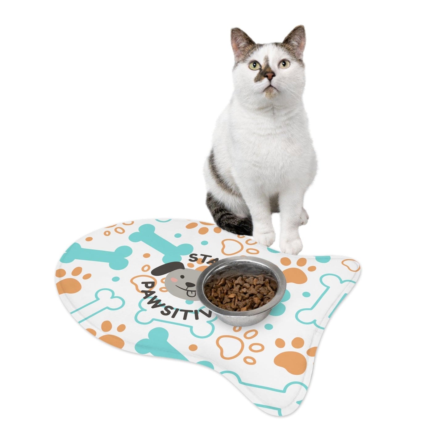 Stay Pawsitive Pet Feeding Mats with Bones & Paw Prints - Lizard Vigilante