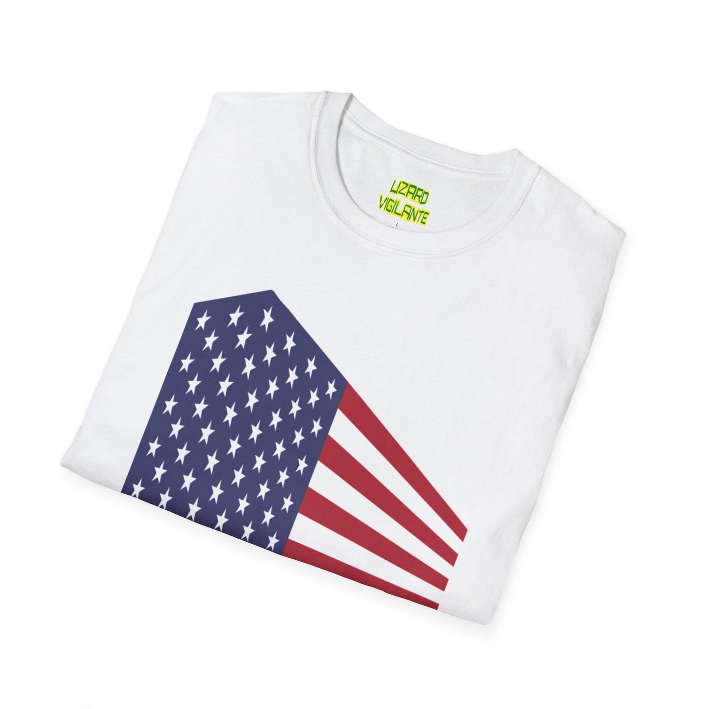 American Flag 3D Block Unisex Softstyle T-Shirt - Lizard Vigilante