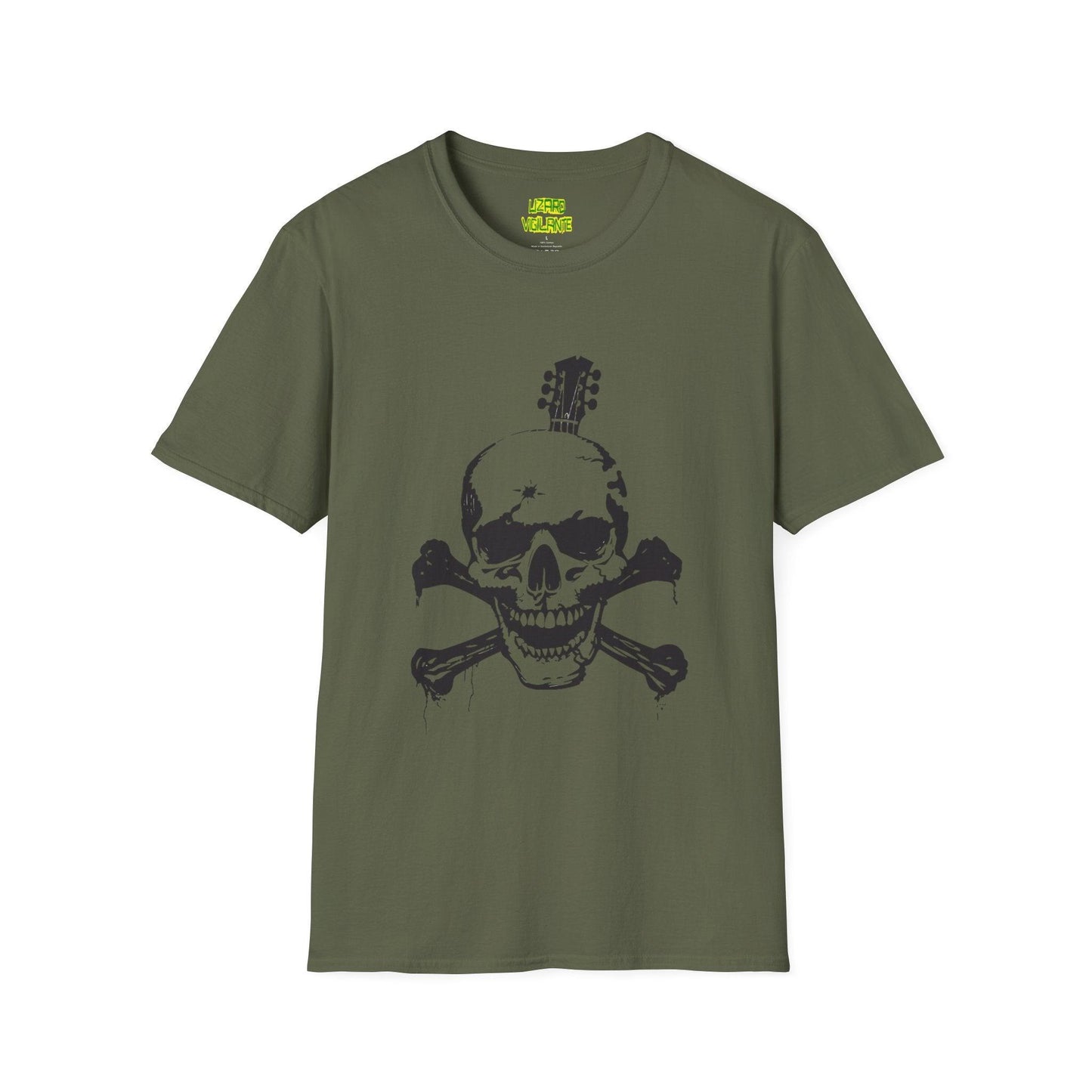 Guitar Skull Cross Bones Unisex Softstyle T-Shirt - Lizard Vigilante