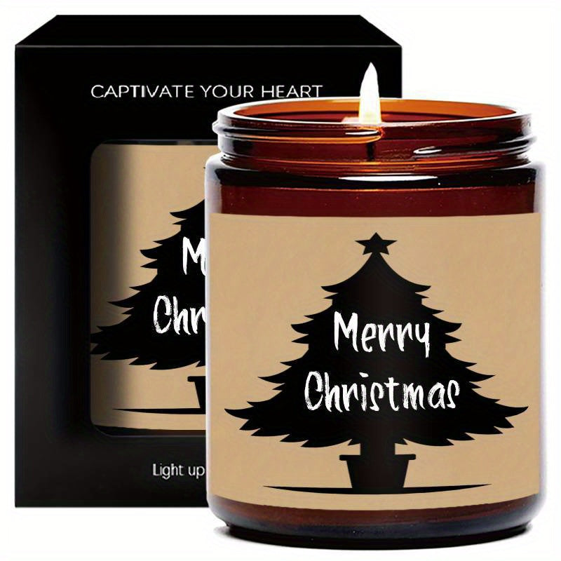 Merry Christmas Lavender Scented Candle Gifts for Men Women Him Her Male Female Mom Dad Husband Wife Boyfriend Grilfriend Sister Brother Best Friend Coworker Christmas tree spreading love and warmth Home Decor Funny wonderful