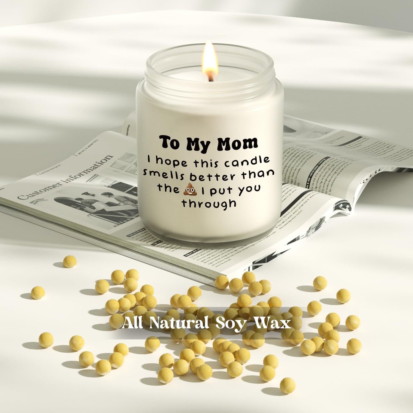 Funny Lavender Scented Soy Candle - "to My Mom" Humorous Message, Ideal Relaxation Gift for Women, Birthday, Christmas, Mother'S Day - Glass Jar with Lid, Novelty Candle|Playful Message Candle|Scented Candle