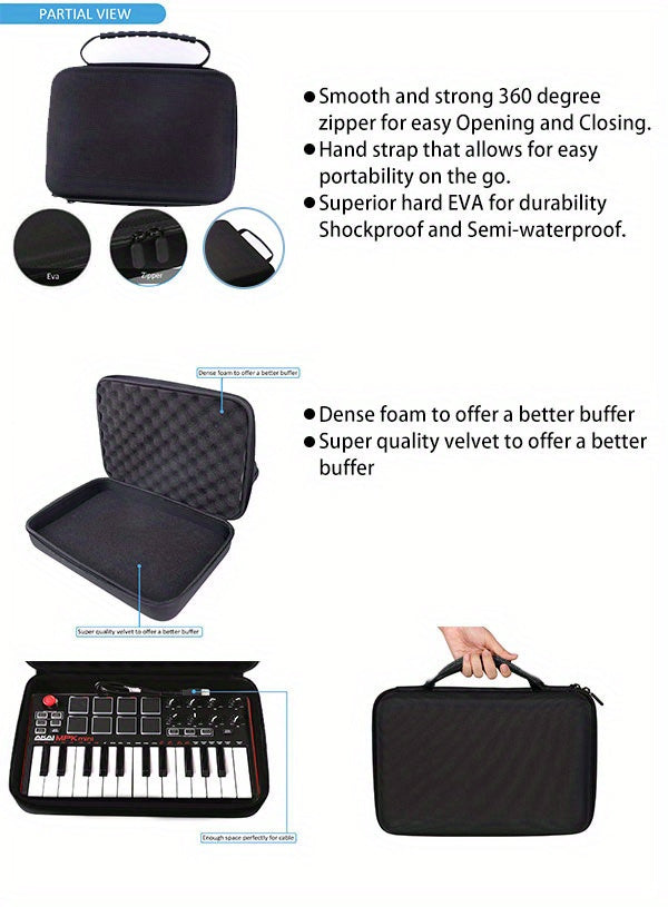 Akai Professional MPK Mini MK3/MKII Travel Case - Durable EVA Hard Shell Carrying Bag for 25-Key USB MIDI Keyboard Controller - Premium travel case from Lizard Vigilante - Just $28.99! Shop now at Lizard Vigilante