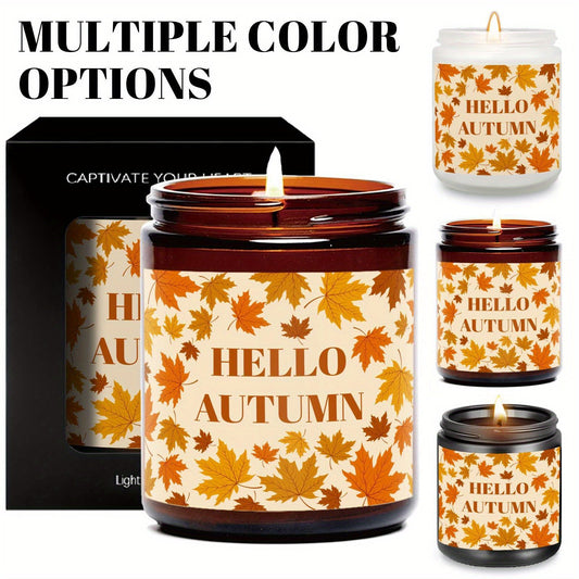 Autumn Harvest Scented Candle - Fall Themed, Orange Terracotta, Burnt Rustic Farmhouse Decoration, September to October, Thanksgiving Day Gift Idea for Home, Women, Men, Friends, Her, Mom, Wife, Grandma, Cute Essential Aesthe