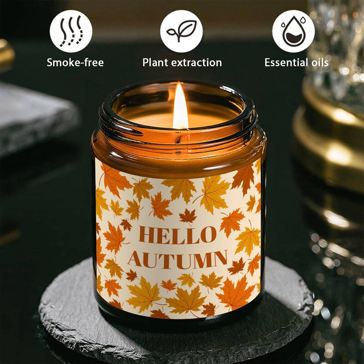Autumn Harvest Scented Candle - Fall Themed, Orange Terracotta, Burnt Rustic Farmhouse Decoration, September to October, Thanksgiving Day Gift Idea for Home, Women, Men, Friends, Her, Mom, Wife, Grandma, Cute Essential Aesthe