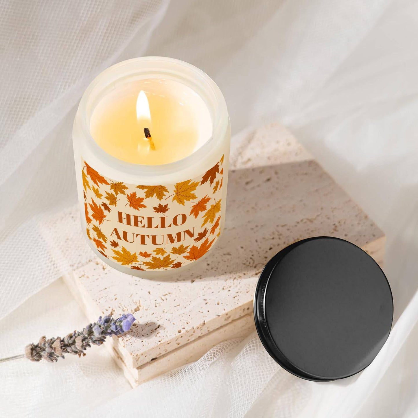 Autumn Harvest Scented Candle - Fall Themed, Orange Terracotta, Burnt Rustic Farmhouse Decoration, September to October, Thanksgiving Day Gift Idea for Home, Women, Men, Friends, Her, Mom, Wife, Grandma, Cute Essential Aesthe