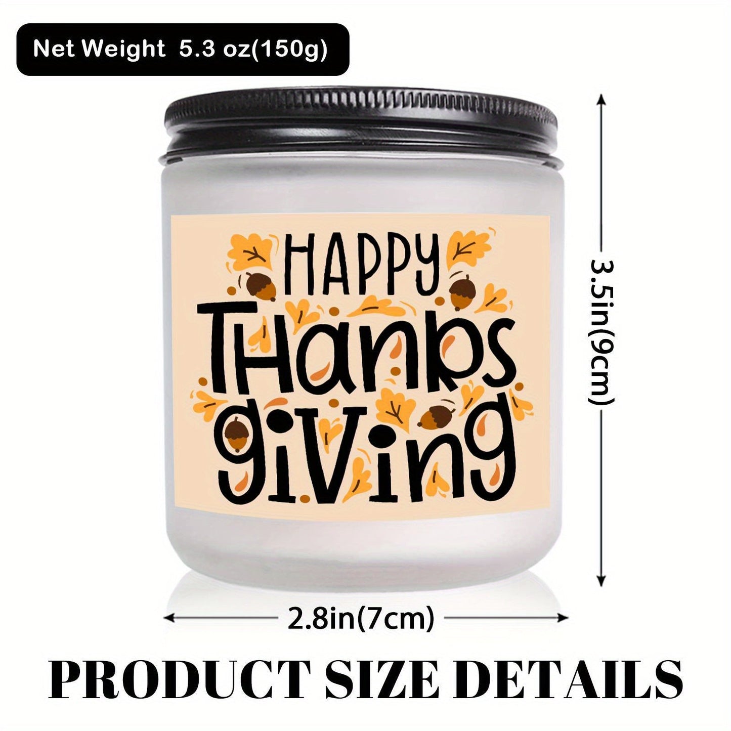 Happy Thanksgiving Day Scented Candle Fall Themed Autumn Orange Pumpkin Terracotta Burnt Rustic Farmhouse November Give Thanks Decoration Gift Idea for Home Women Woman Hostess Men Friends Her Mom Wife Grandma Cute Item