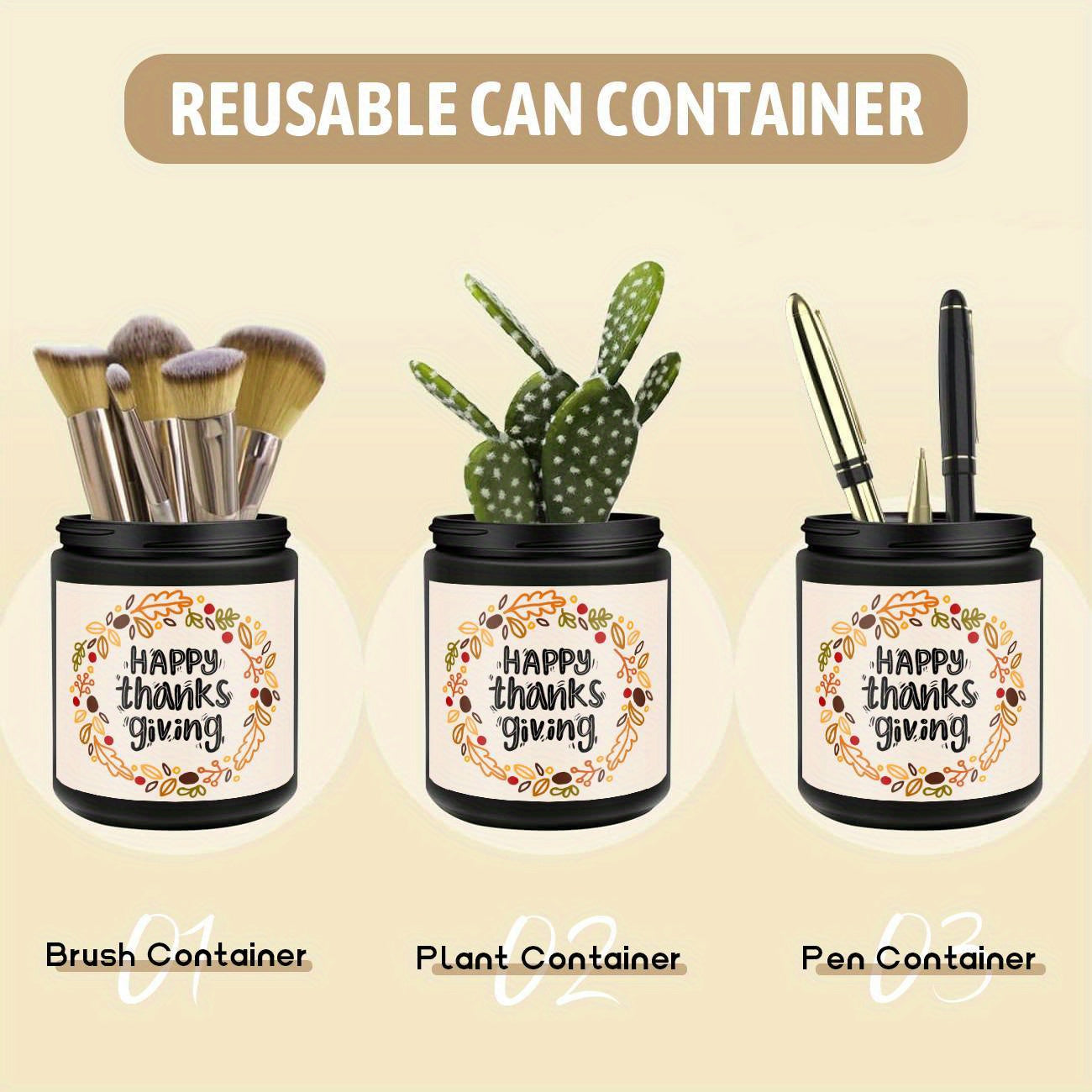 Happy Thanksgiving Day Scented Candle Fall Themed Autumn Orange Terracotta Burnt Rustic Farmhouse November Harvest Give Thanks Decoration Gift Idea for Home Women Woman Hostess Men Friends Her Mom Wife Grandma Cute Ite