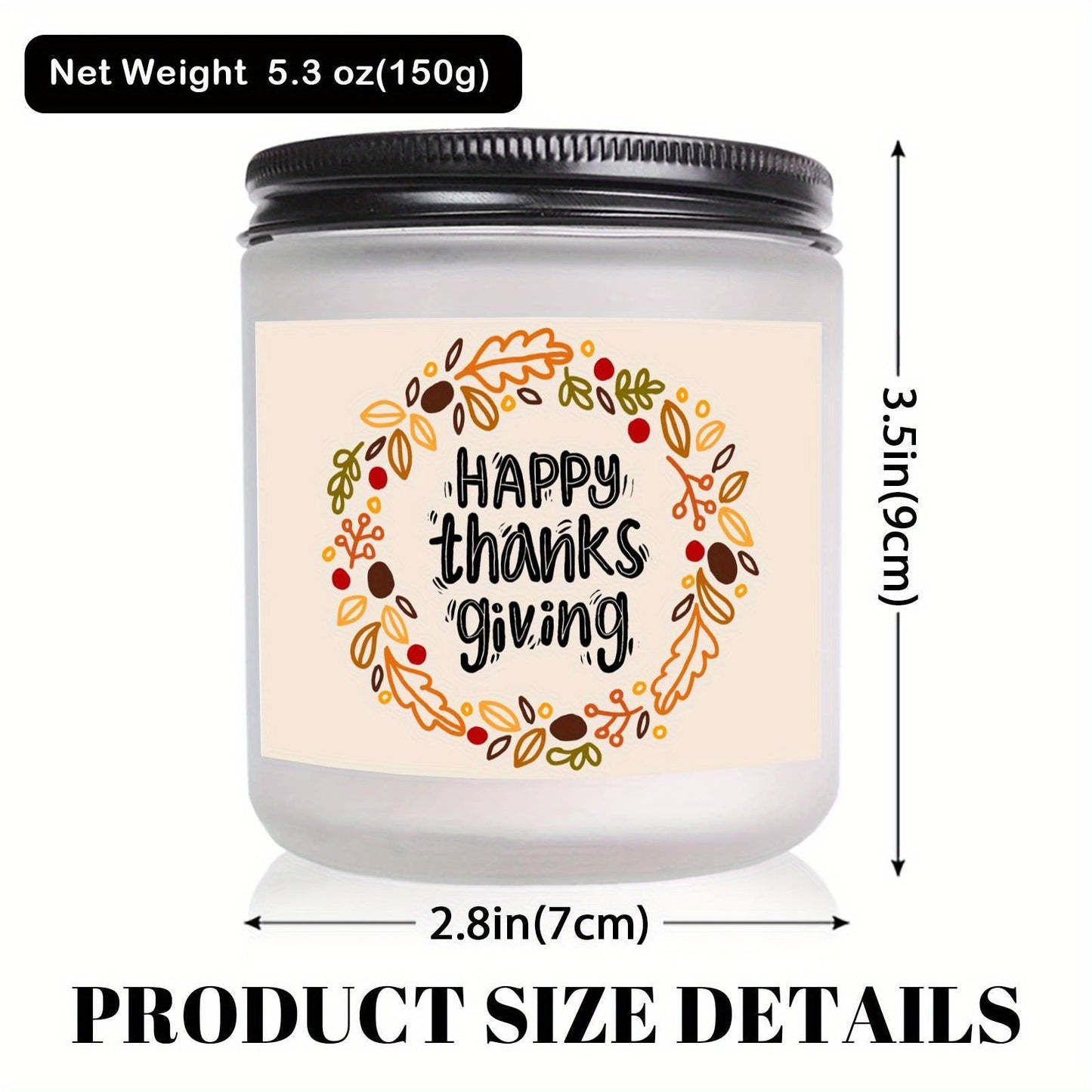 Happy Thanksgiving Day Scented Candle Fall Themed Autumn Orange Terracotta Burnt Rustic Farmhouse November Harvest Give Thanks Decoration Gift Idea for Home Women Woman Hostess Men Friends Her Mom Wife Grandma Cute Ite