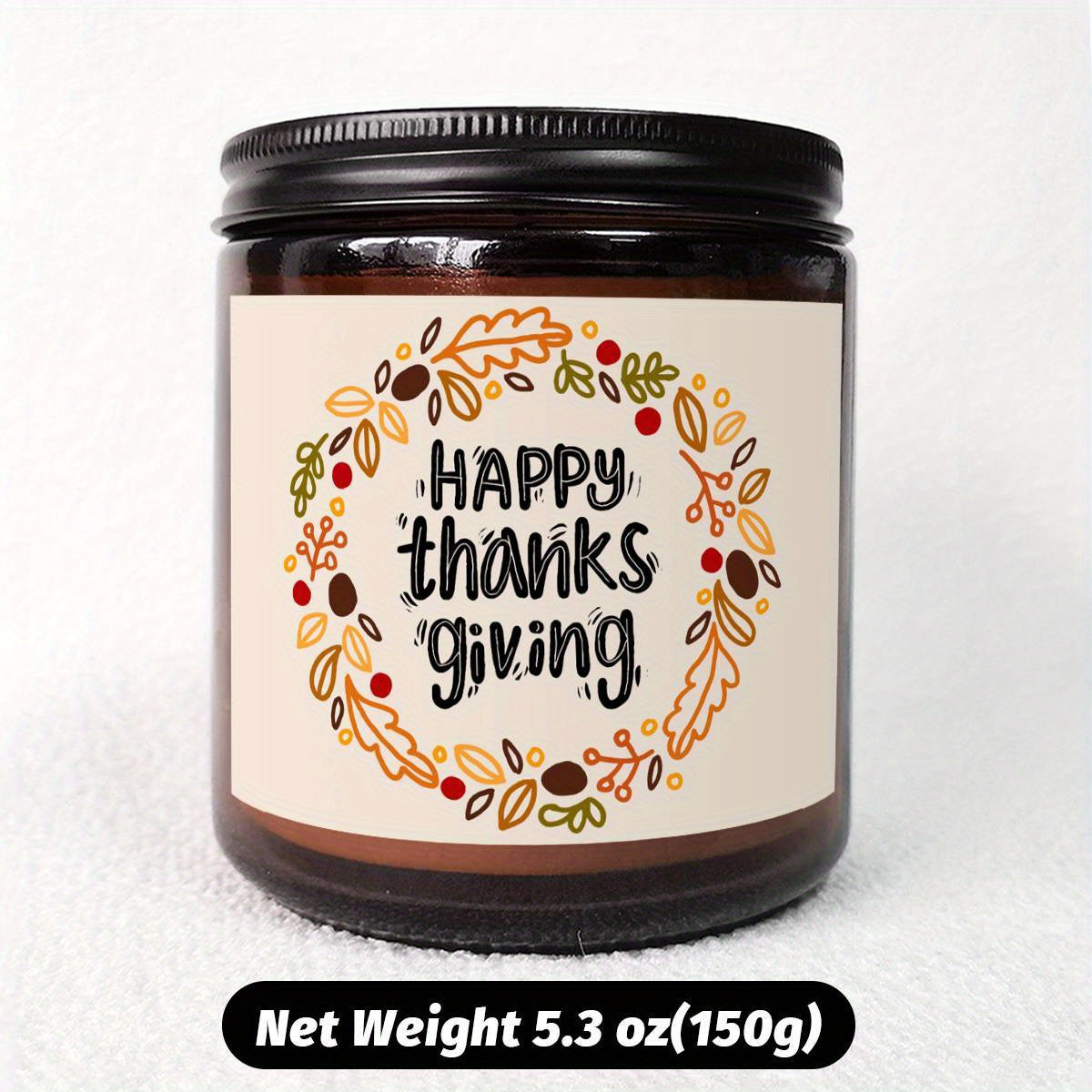 Happy Thanksgiving Day Scented Candle Fall Themed Autumn Orange Terracotta Burnt Rustic Farmhouse November Harvest Give Thanks Decoration Gift Idea for Home Women Woman Hostess Men Friends Her Mom Wife Grandma Cute Ite