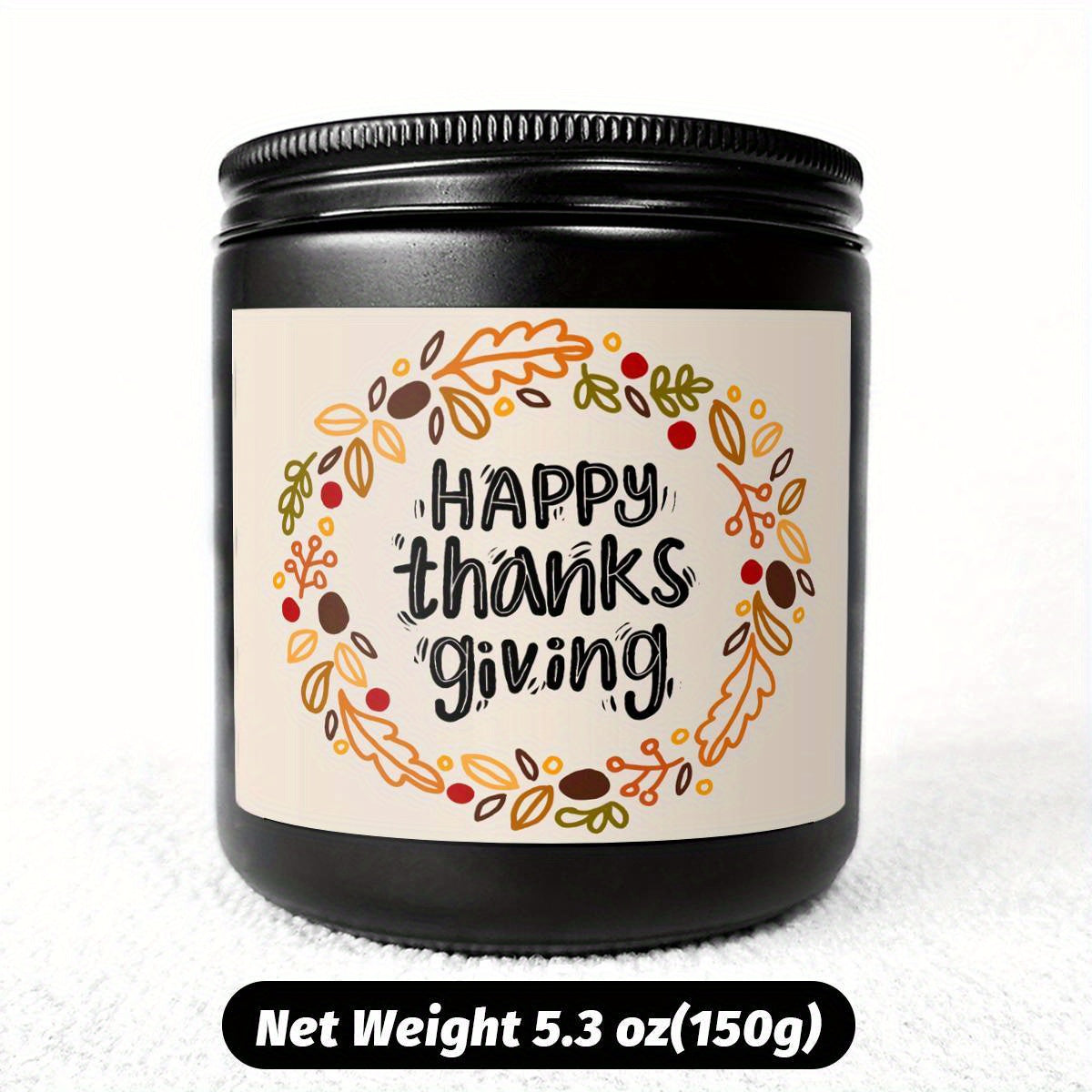 Happy Thanksgiving Day Scented Candle Fall Themed Autumn Orange Terracotta Burnt Rustic Farmhouse November Harvest Give Thanks Decoration Gift Idea for Home Women Woman Hostess Men Friends Her Mom Wife Grandma Cute Ite