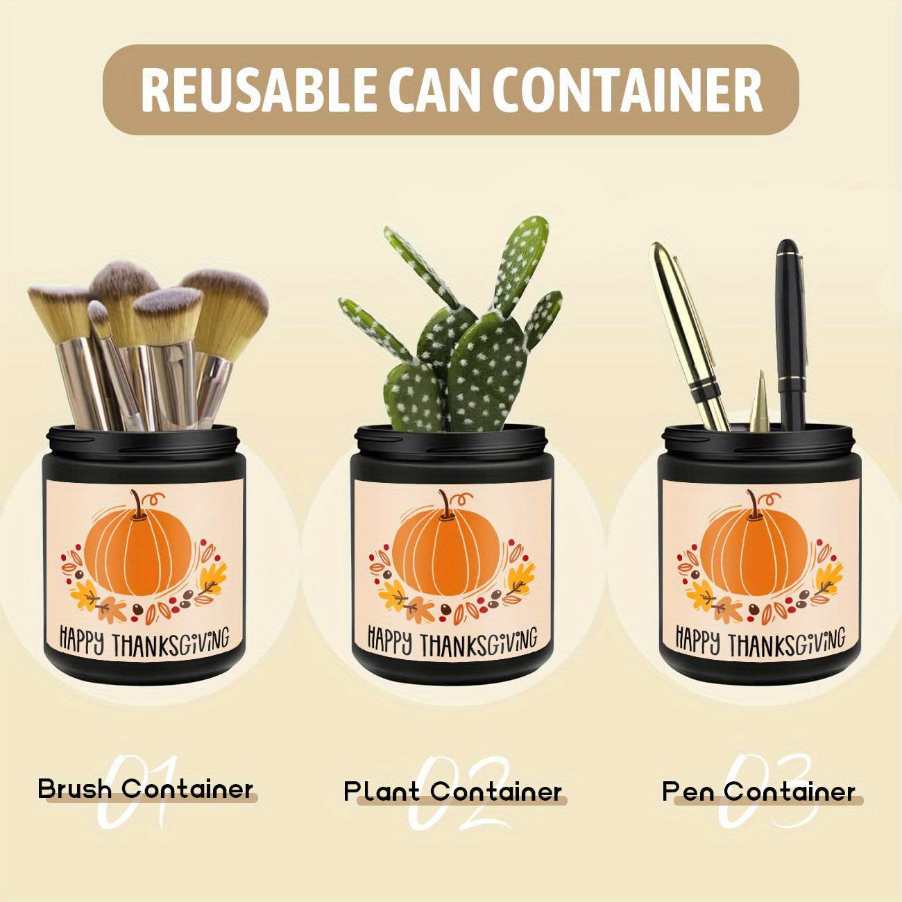 Happy Thanksgiving Day Scented Candle Fall Themed Autumn Orange Pumpkin Terracotta Burnt Rustic Farmhouse November Give Thanks Decoration Gift Idea for Home Women Woman Hostess Men Friends Her Mom Wife Grandma Cute Item