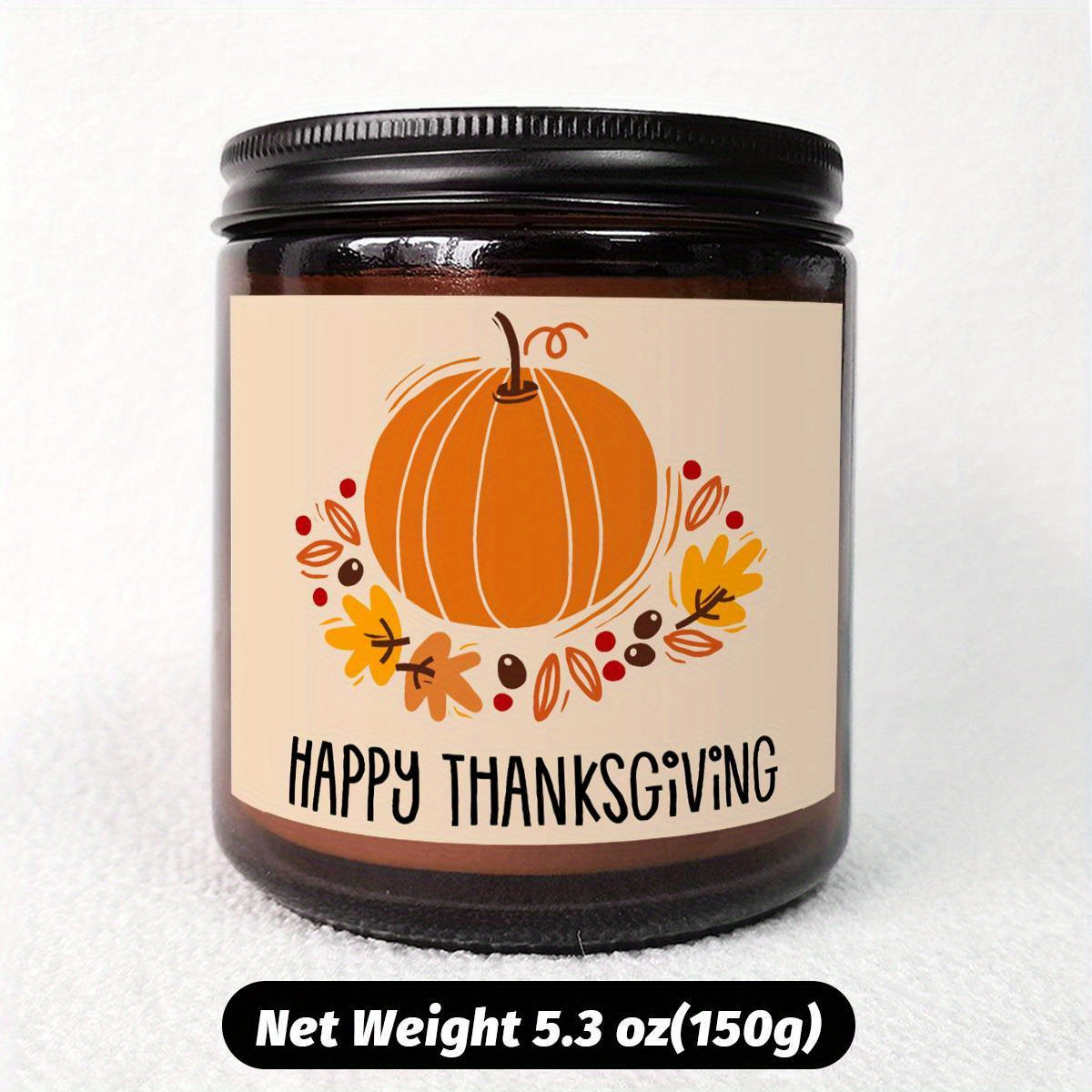 Happy Thanksgiving Day Scented Candle Fall Themed Autumn Orange Pumpkin Terracotta Burnt Rustic Farmhouse November Give Thanks Decoration Gift Idea for Home Women Woman Hostess Men Friends Her Mom Wife Grandma Cute Item