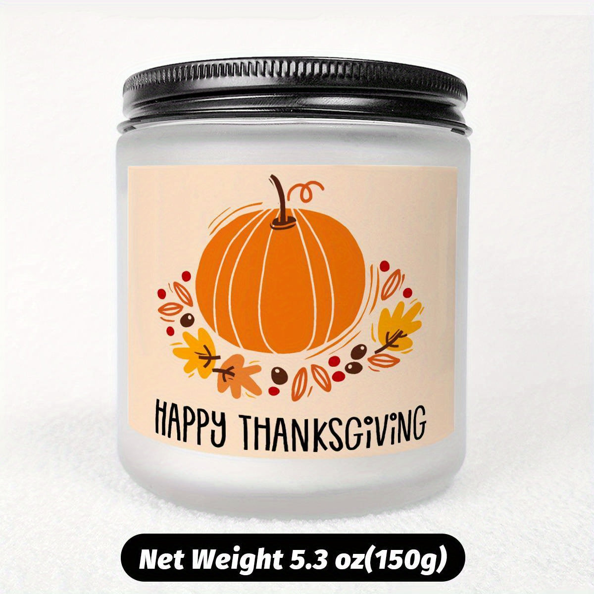 Happy Thanksgiving Day Scented Candle Fall Themed Autumn Orange Pumpkin Terracotta Burnt Rustic Farmhouse November Give Thanks Decoration Gift Idea for Home Women Woman Hostess Men Friends Her Mom Wife Grandma Cute Item