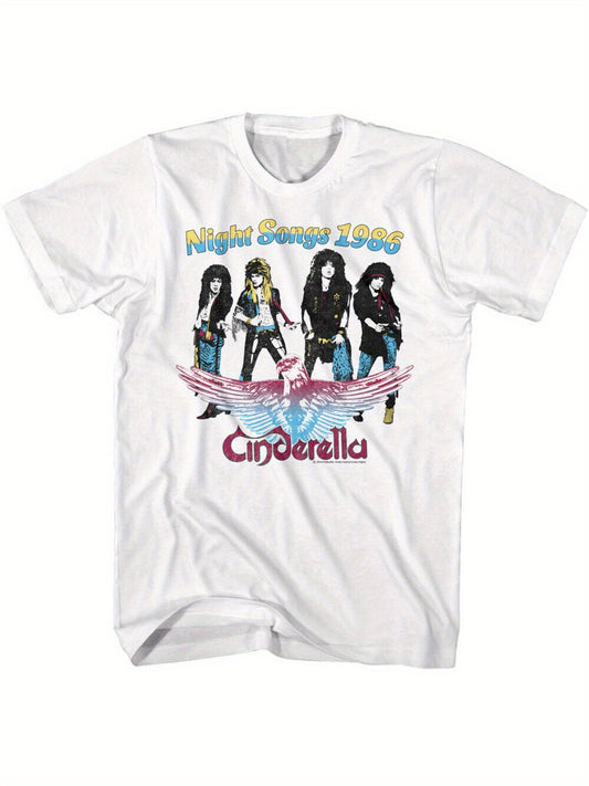 Cinderella "Night Songs" 1986 Men's T-Shirt – Glam Rock Band Graphic Tee with Eagle Design, Perfect for Concerts & Casual Wear - Premium T-Shirt from Lizard Vigilante - Just $24.99! Shop now at Lizard Vigilante