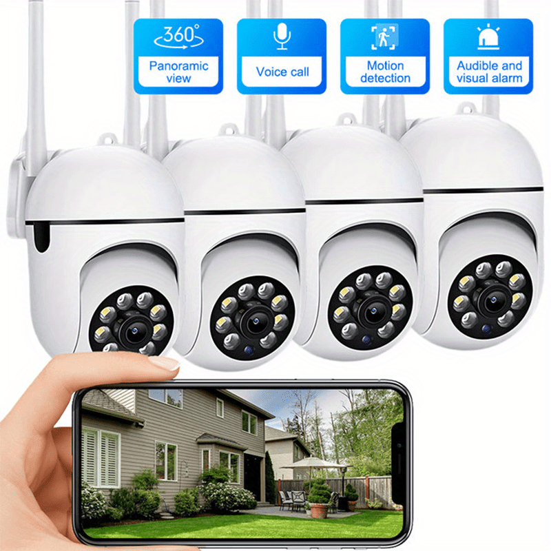 1pc 1080P Indoor/ Outdoor Video Camera 2-Way Audio Wireless Security Camera Pan/ Tilt/ Zoom Wi-Fi Smart Home Security Camera with Motion Tracking for Youngsters & Pets Color Night Vision, 2-Way Audio