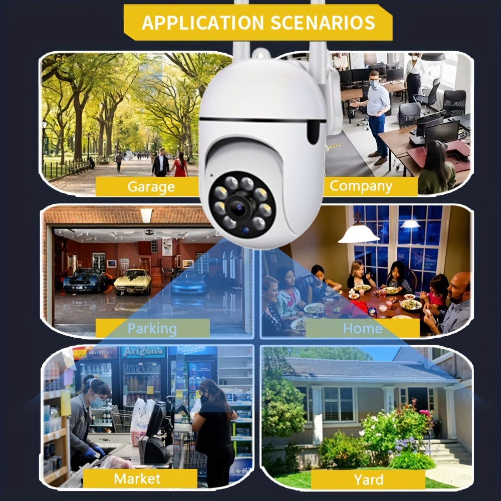 1pc 1080P Indoor/ Outdoor Video Camera 2-Way Audio Wireless Security Camera Pan/ Tilt/ Zoom Wi-Fi Smart Home Security Camera with Motion Tracking for Youngsters & Pets Color Night Vision, 2-Way Audio