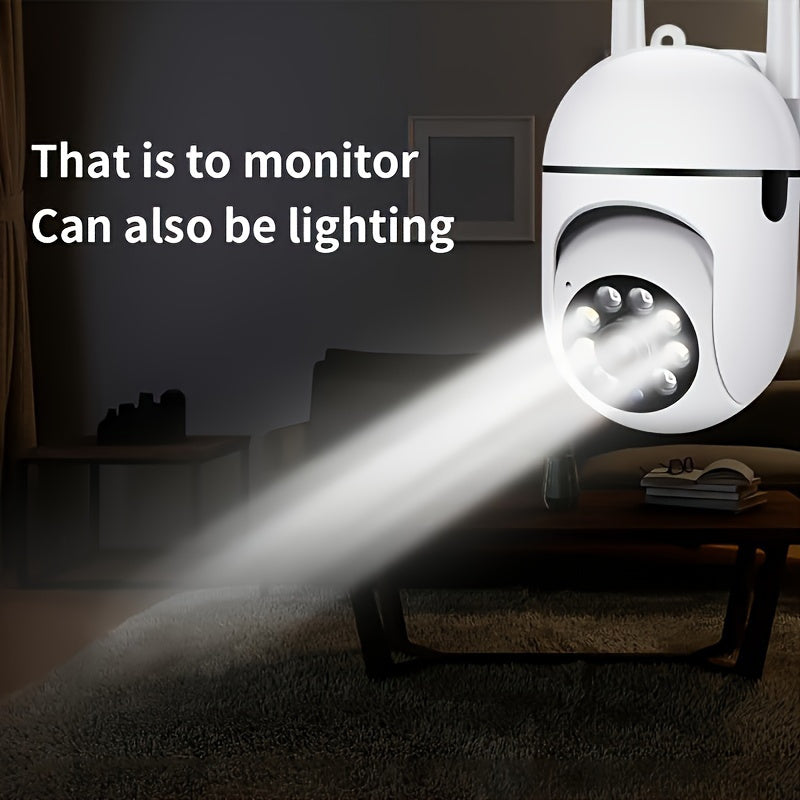 1pc 1080P Indoor/ Outdoor Video Camera 2-Way Audio Wireless Security Camera Pan/ Tilt/ Zoom Wi-Fi Smart Home Security Camera with Motion Tracking for Youngsters & Pets Color Night Vision, 2-Way Audio