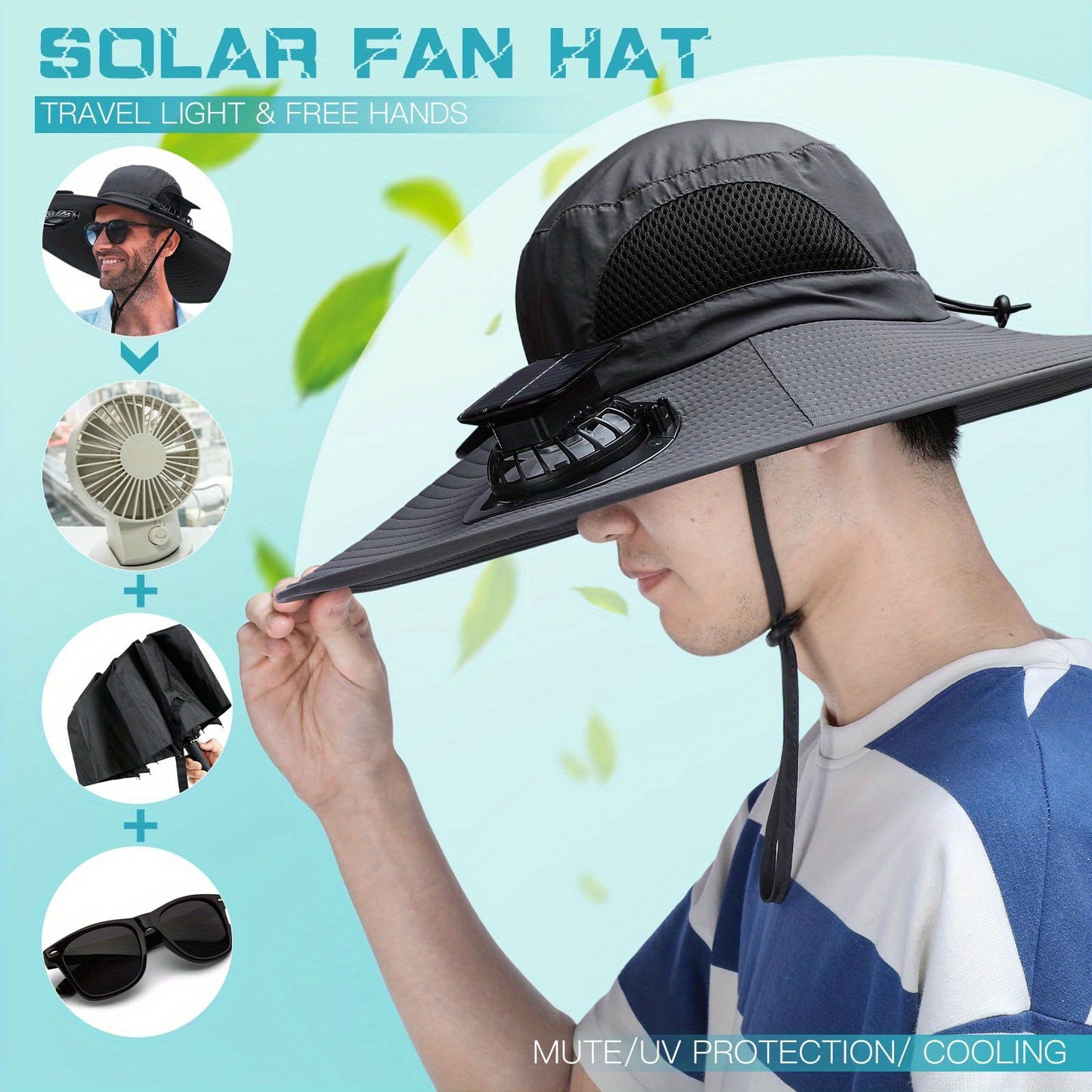 Ultimate 2-Fan Solar & USB Powered Wide Brim Sun Hat for Men – Cooling Sun Protection for Outdoor Adventures, Beach, Camping, and Fishing - Premium hat from Lizard Vigilante - Just $23.99! Shop now at Lizard Vigilante