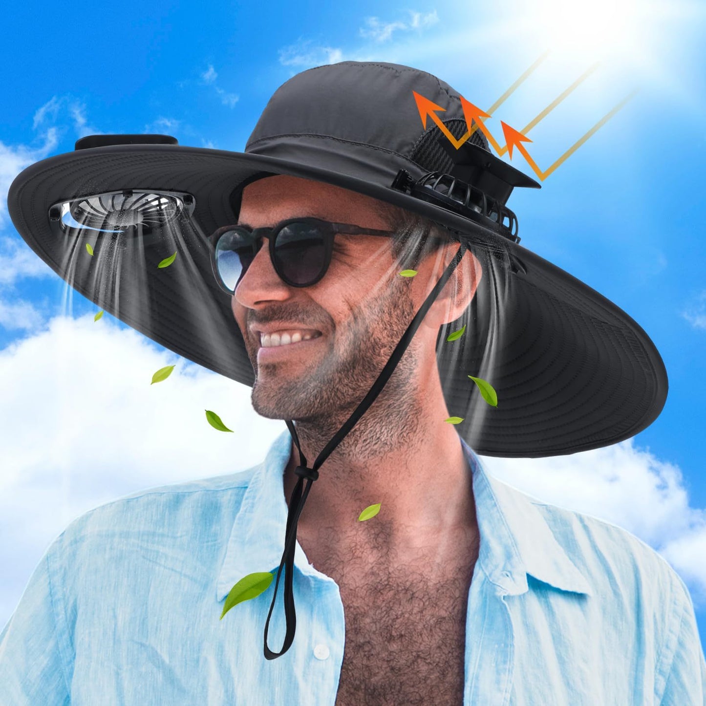 Ultimate 2-Fan Solar & USB Powered Wide Brim Sun Hat for Men – Cooling Sun Protection for Outdoor Adventures, Beach, Camping, and Fishing - Premium hat from Lizard Vigilante - Just $23.99! Shop now at Lizard Vigilante