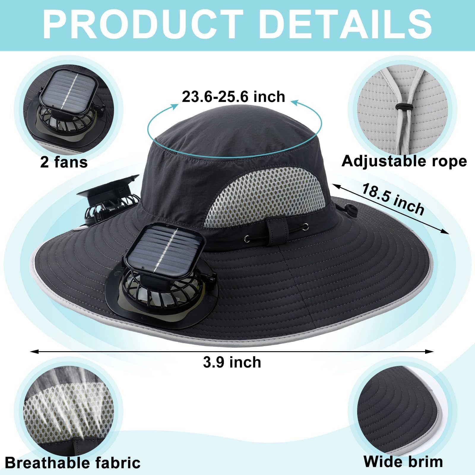 Ultimate 2-Fan Solar & USB Powered Wide Brim Sun Hat for Men – Cooling Sun Protection for Outdoor Adventures, Beach, Camping, and Fishing - Premium hat from Lizard Vigilante - Just $23.99! Shop now at Lizard Vigilante