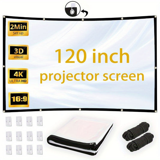 120-Inch 4K HD Portable Projector Screen | Foldable and Wrinkle-Free - Premium projector screen from Lizard Vigilante - Just $28.99! Shop now at Lizard Vigilante