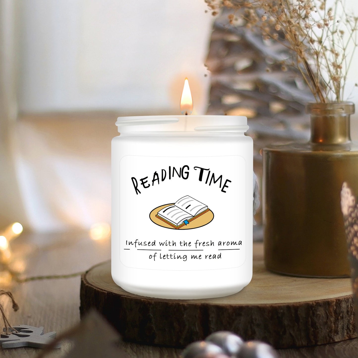 200g/7oz Lavender Scented Candle for Book Lovers - A Cozy Reading Companion with Soothing Aroma for Women and Men, Ideal as Thanksgiving, Christmas, Birthday Gifts for Bookworms and Librarians