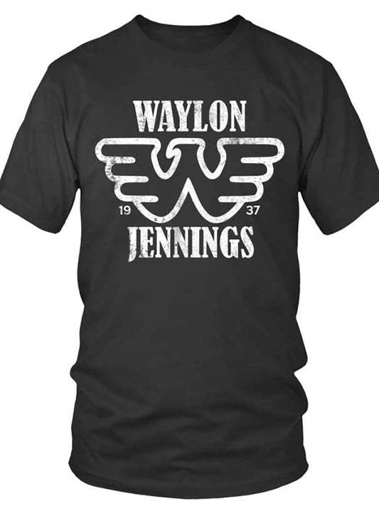 CTR80S-BK. Waylon Jennings 3 24464 Funny Men's Short Sleeve Printed T-shirt Collection Black - Premium  from Lizard Vigilante - Just $21.99! Shop now at Lizard Vigilante