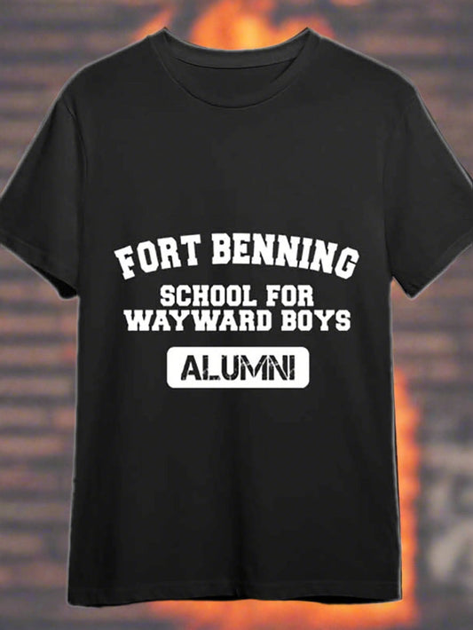 Fort Benning School for Wayward Boys Alumni BCT T-shirt – The Ultimate Funny Graphic Tee for Men | Short Sleeve, Black, Organic Cotton - Premium tee from Lizard Vigilante - Just $23.88! Shop now at Lizard Vigilante