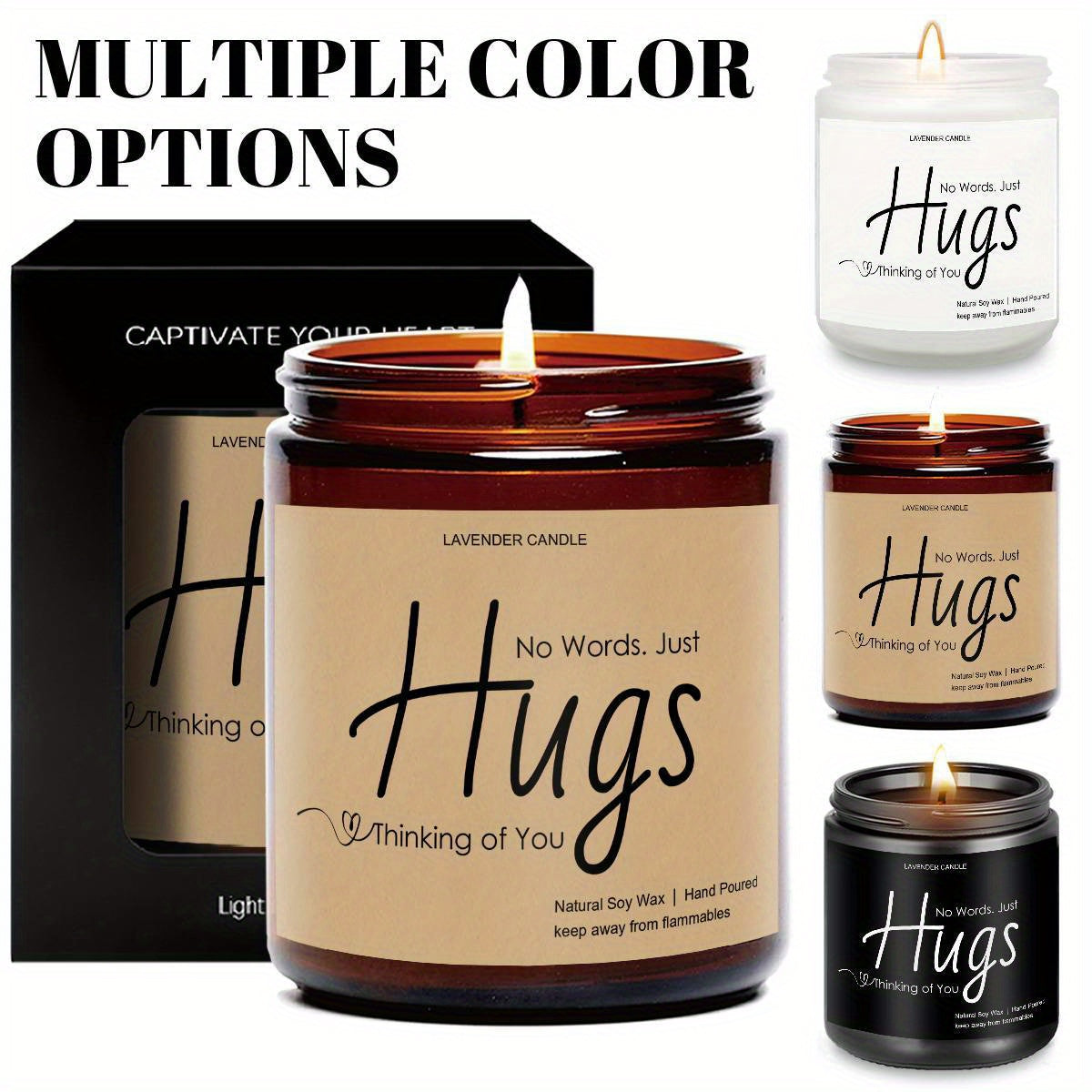 Just Hugs Scented Candle Get Well Soon Gift Idea for Women Men Friend Loss of Loved One Memorial Condolences Bereavement Sympathy Illness Cancer Surgery Recovery Get Well Soon Feel Better Thinking of You Encouragement Inspira