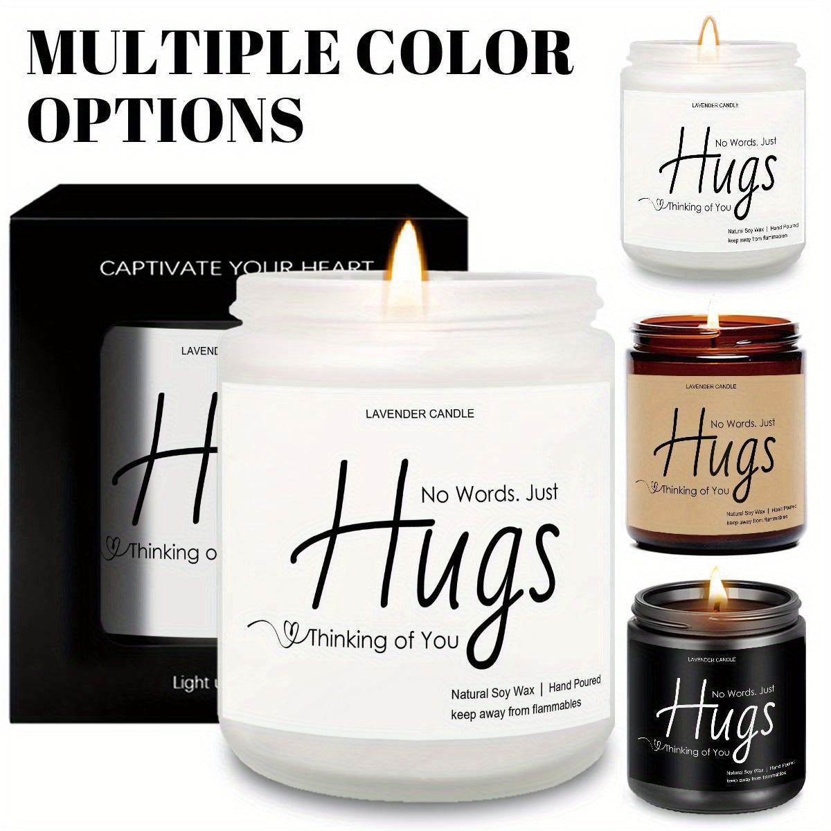 Just Hugs Scented Candle Get Well Soon Gift Idea for Women Men Friend Loss of Loved One Memorial Condolences Bereavement Sympathy Illness Cancer Surgery Recovery Get Well Soon Feel Better Thinking of You Encouragement Inspira