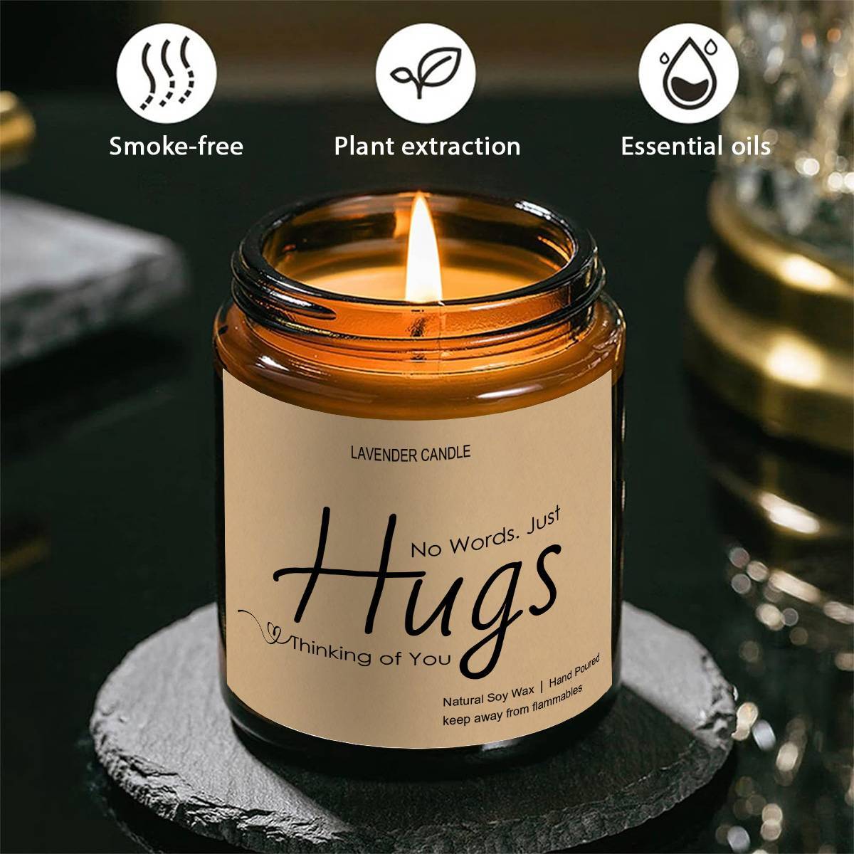 Just Hugs Scented Candle Get Well Soon Gift Idea for Women Men Friend Loss of Loved One Memorial Condolences Bereavement Sympathy Illness Cancer Surgery Recovery Get Well Soon Feel Better Thinking of You Encouragement Inspira