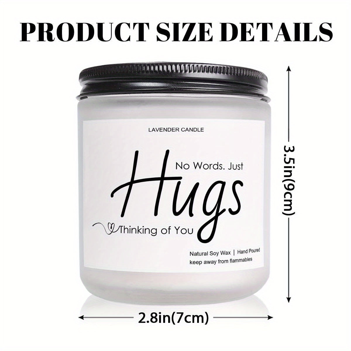 Just Hugs Scented Candle Get Well Soon Gift Idea for Women Men Friend Loss of Loved One Memorial Condolences Bereavement Sympathy Illness Cancer Surgery Recovery Get Well Soon Feel Better Thinking of You Encouragement Inspira