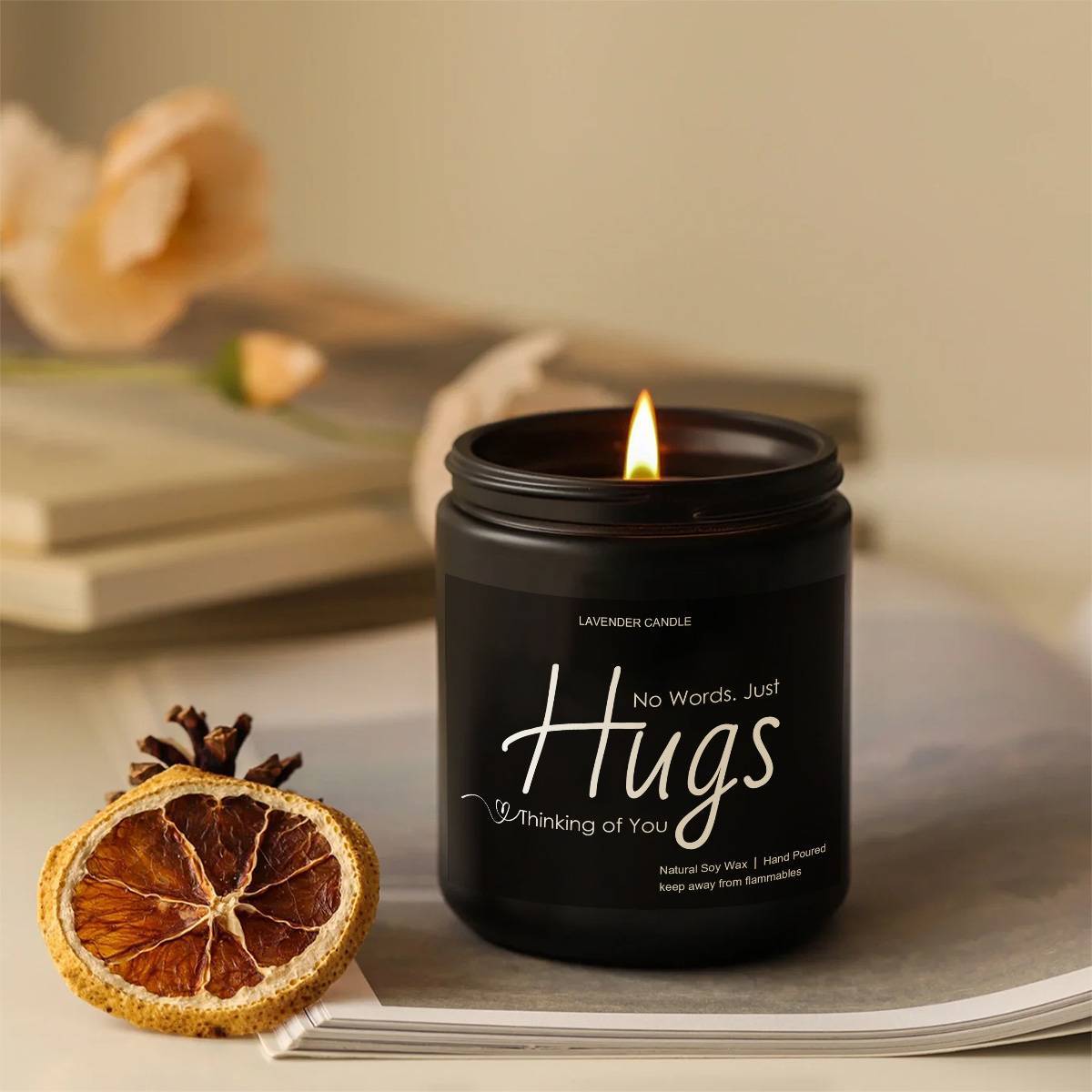 Just Hugs Scented Candle Get Well Soon Gift Idea for Women Men Friend Loss of Loved One Memorial Condolences Bereavement Sympathy Illness Cancer Surgery Recovery Get Well Soon Feel Better Thinking of You Encouragement Inspira