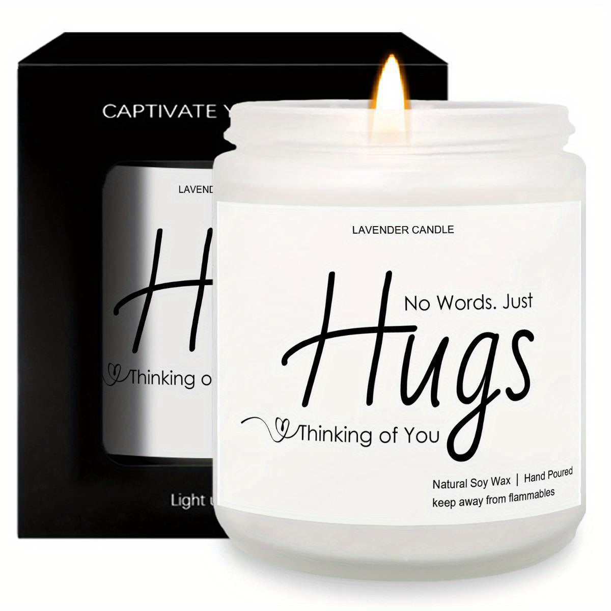 Just Hugs Scented Candle Get Well Soon Gift Idea for Women Men Friend Loss of Loved One Memorial Condolences Bereavement Sympathy Illness Cancer Surgery Recovery Get Well Soon Feel Better Thinking of You Encouragement Inspira