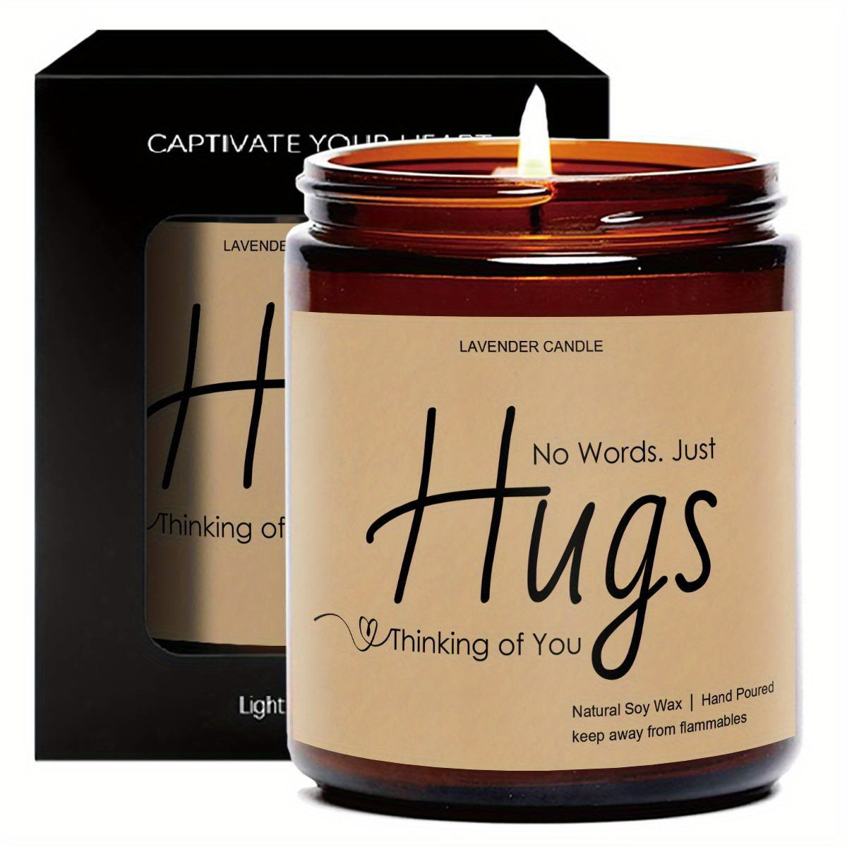 Just Hugs Scented Candle Get Well Soon Gift Idea for Women Men Friend Loss of Loved One Memorial Condolences Bereavement Sympathy Illness Cancer Surgery Recovery Get Well Soon Feel Better Thinking of You Encouragement Inspira