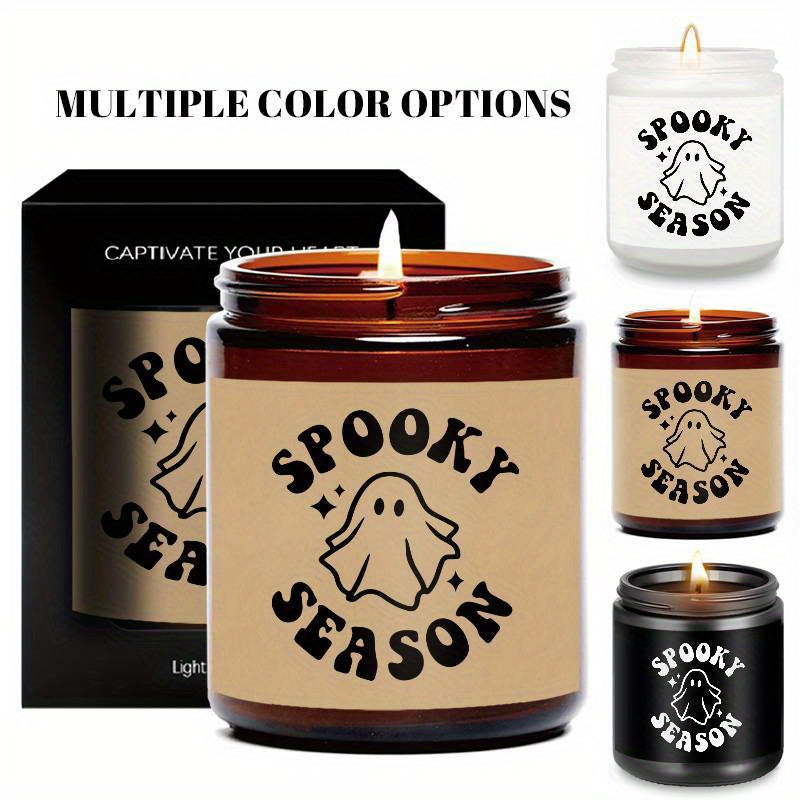 1Pc Halloween Scented Candle 5.3Oz Soybean Wax Spooky Gift Idea For Women Men Mom Dad Grandma Friend Coworker Nurse Teacher Mentor Dentist Worker Pastor Boss Manager Autumn Harvest Festival Thanksgiving Unique Funny Special T