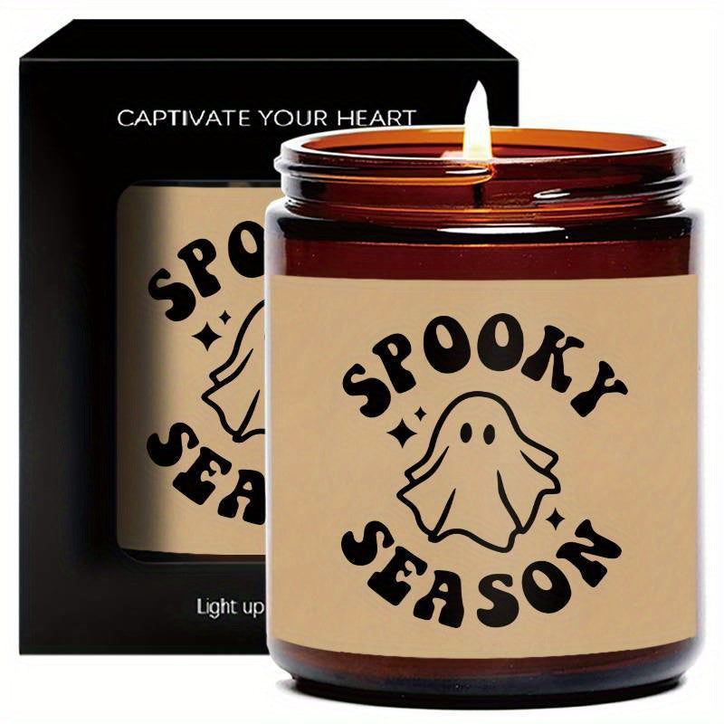 1Pc Halloween Scented Candle 5.3Oz Soybean Wax Spooky Gift Idea For Women Men Mom Dad Grandma Friend Coworker Nurse Teacher Mentor Dentist Worker Pastor Boss Manager Autumn Harvest Festival Thanksgiving Unique Funny Special T