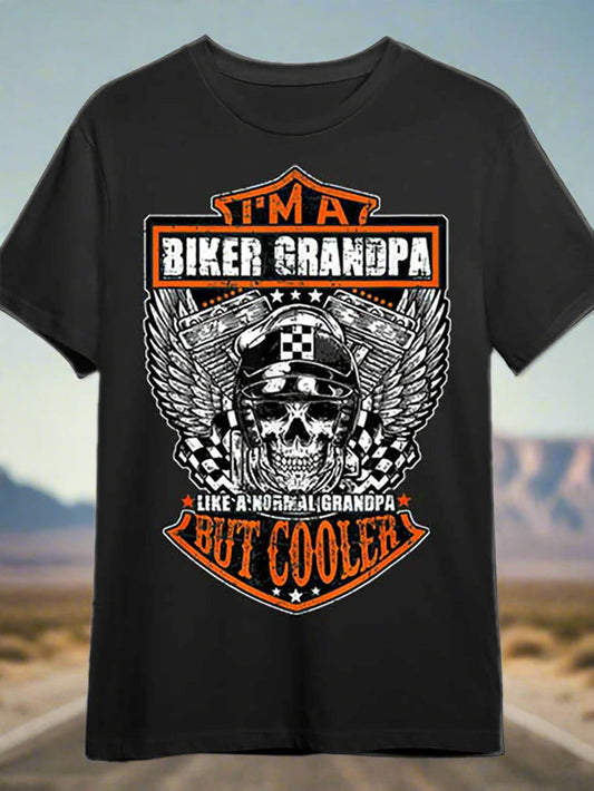 "I'm a Biker Grandpa, Like a Normal Grandpa But Cooler" Funny Graphic T-Shirt – Organic Cotton, Crew Neck, Men’s Casual Short Sleeve Tee - Premium T-Shirt from Lizard Vigilante - Just $23.88! Shop now at Lizard Vigilante