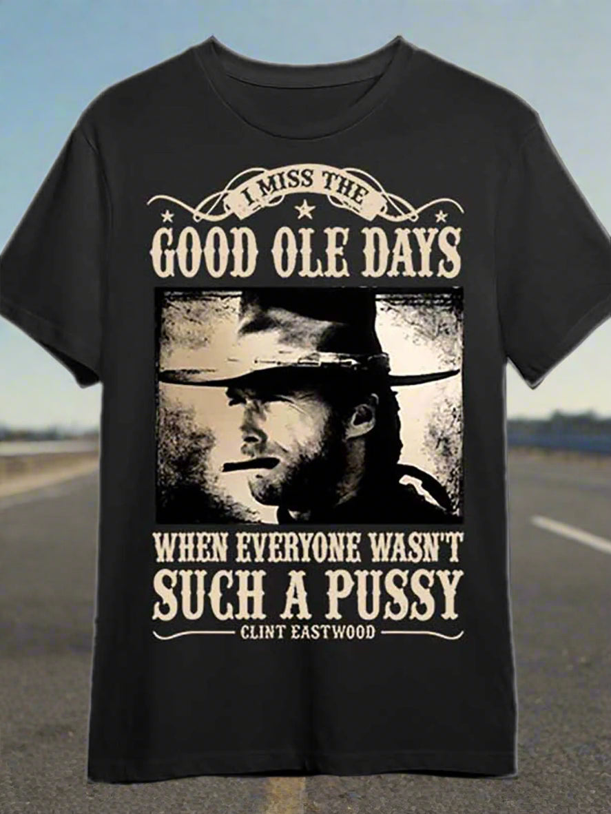 "I Miss the Good Ole Days" Clint Eastwood T-Shirt | Funny Graphic Tee | Men's Organic Cotton Short Sleeve | Casual Crew Neck - Premium T-Shirt from Lizard Vigilante - Just $24.99! Shop now at Lizard Vigilante