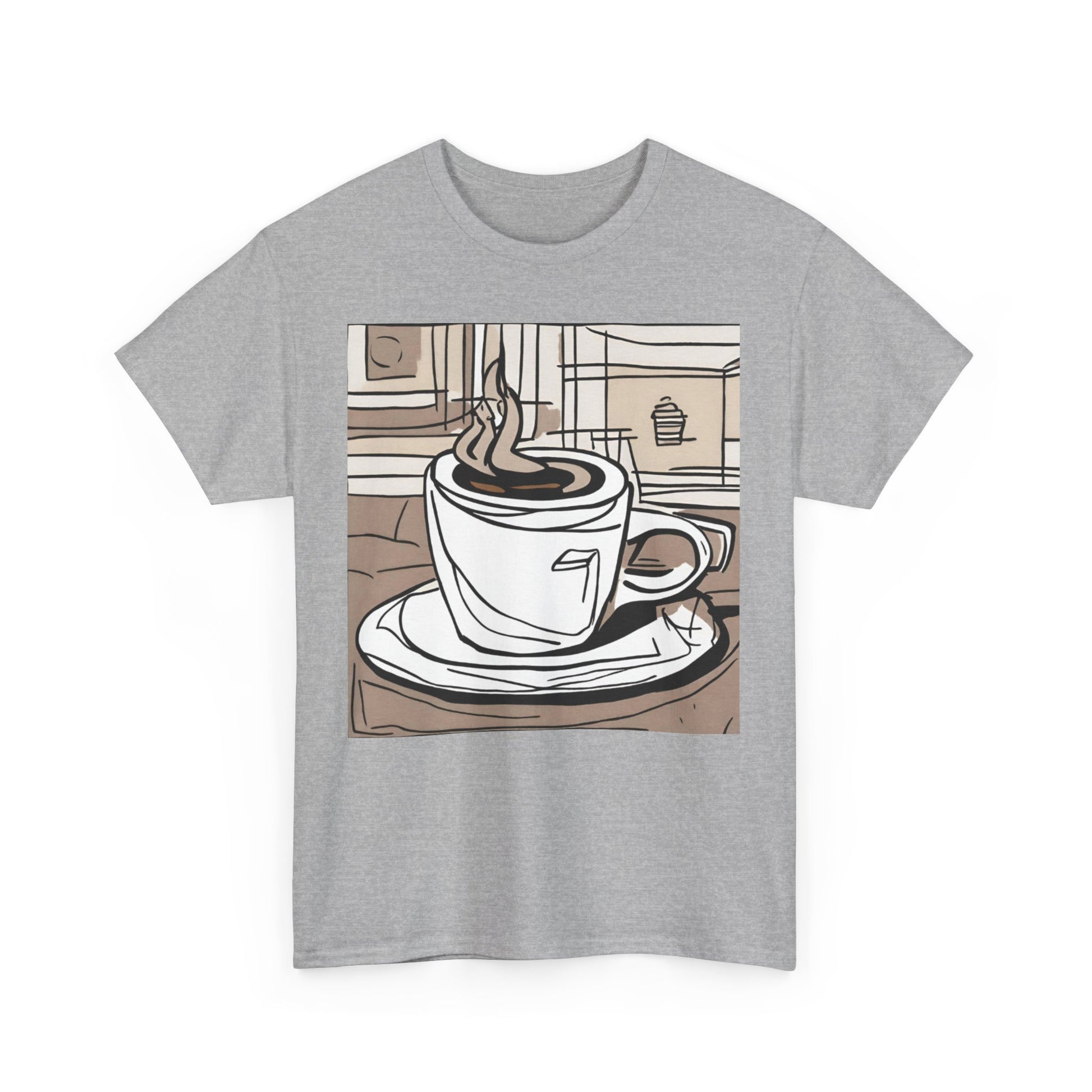 Cup of Coffee Illustration Unisex Heavy Cotton Tee - Lizard Vigilante