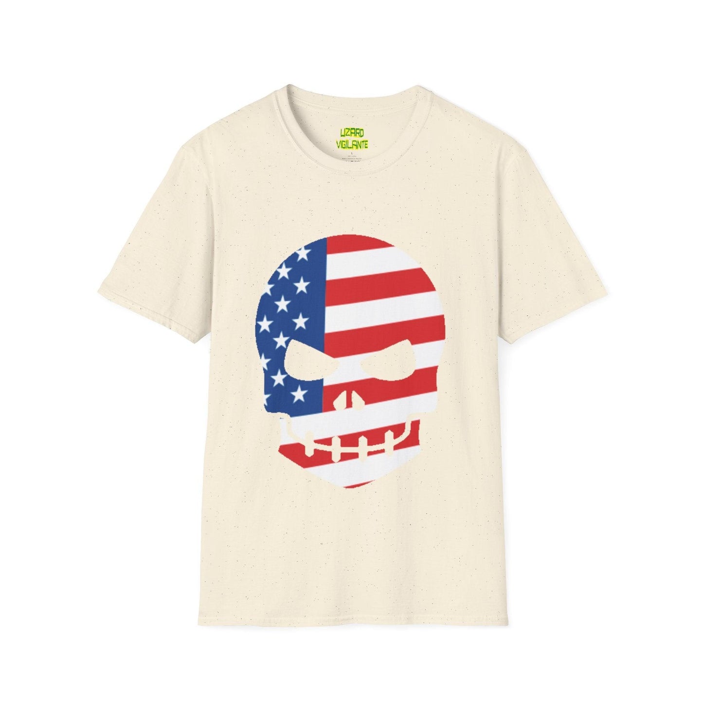 American Flag Skull Graphic Unisex Softstyle USA T-Shirt - Lizard Vigilante