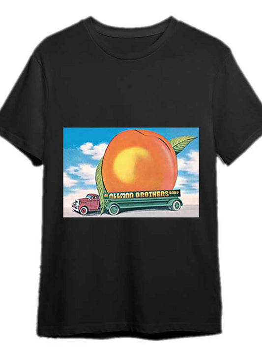 Allman Brothers Band "Eat a Peach" 1972 Vintage Graphic T-Shirt – Classic Men’s Black Short Sleeve Cotton Tee - Premium tee from Lizard Vigilante - Just $25.88! Shop now at Lizard Vigilante