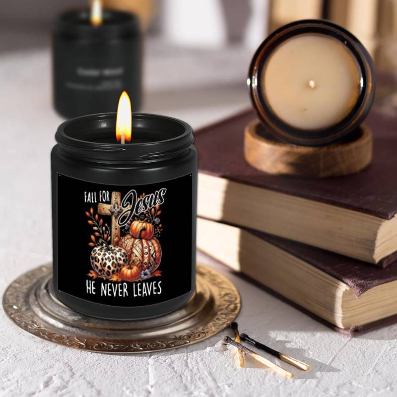 Lavender Scented Candle Fall Themed Orange Pumpkin Rustic Farmhouse September October Autumn Harvest  Festival Thanksgiving Day Decoration Gift Idea for Home Women Woman Hostess Men Friends Her Mom Wife Grandma Cute Items